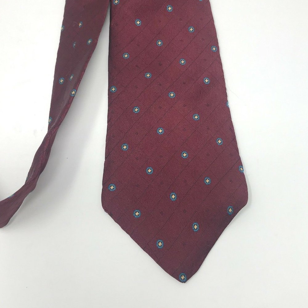 OAKTON LTD Mens Necktie TIE Burgundy Blue Small Pa
